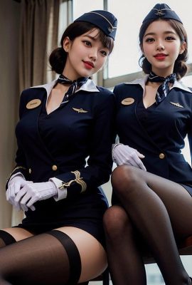 AI生成~Ai_pyramid-穿著空姐制服的女士們。 貴賓服務1