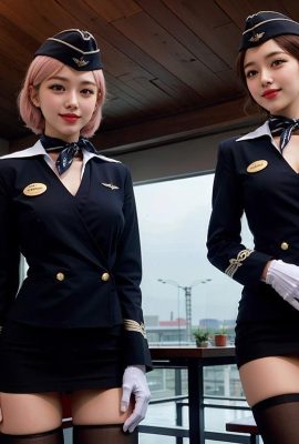 AI生成~Ai_pyramid-穿著空姐制服的女士們。 貴賓服務2