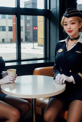AI生成~Ai_pyramid-穿著空姐制服的女士們。 貴賓服務3
