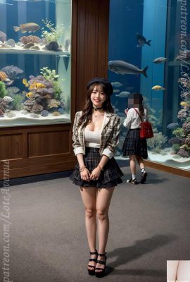 Rurina分層裙子和水族館