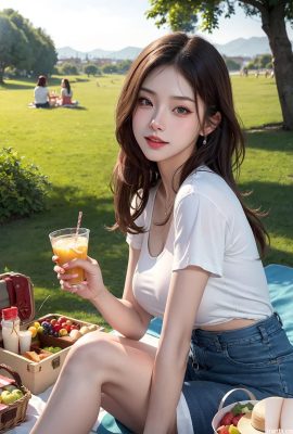 和女孩們野餐